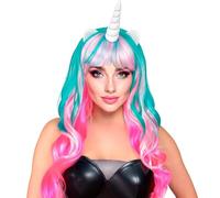 W WIDMANN MILANO Party Fashion - Perruque licorne pour femmes, avec corne et oreilles, accessoire de costume pour carnaval et cosplay