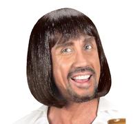 Perruque médiévale châtain homme - Widmann SRL - Carré avec frange - Accessoire de déguisement pour adulte