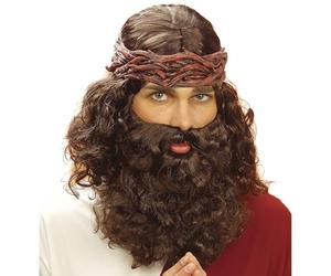 W WIDMANN MILANO Party Fashion - Perruque « Prophète » | Perruque en cheveux synthétiques bruns avec barbe pour le carnaval et les soirées à thème