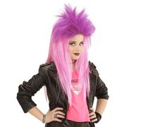 W WIDMANN MILANO Party Fashion - Perruque punk pour enfants | Perruque en cheveux synthétiques aux couleurs fluo, style iroquois - accessoire de déguisement pour le carnaval
