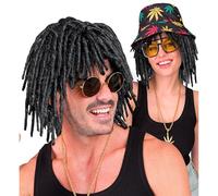 W WIDMANN MILANO Party Fashion - Perruque rasta jamaïcaine, dreadlocks noirs, accessoire de déguisement pour carnaval et fête