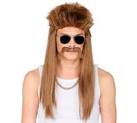 Widmann Perruque Redneck – blond foncé, moustache, style années 80 – polybag