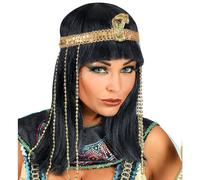 Widmann S.r.l. Perruque Impératrice égyptienne femme, bandeau serpent avec perles, noir