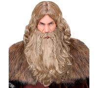 W WIDMANN MILANO Party Fashion 06345 - Perruque Viking avec barbe et moustache, cheveux synthétiques, perruque cheveux longs, Gaulois