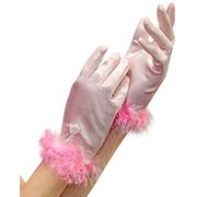 W WIDMANN MILANO Party Fashion PINK SATIN GLOVES WITH MARABOU TRIM child size -