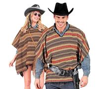 W WIDMANN MILANO Party Fashion - Poncho Mexicain, 100 x 75 cm, réversible, jeté, cowboy, cowgirl, carnaval