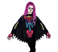 W WIDMANN MILANO Party Fashion - Poncho pour enfants, squelette, os, déguisement, carnaval, halloween
