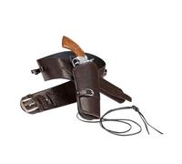 W WIDMANN MILANO Party Fashion - Porte-pistolet avec ceinture, en similicuir, noir, cow-boy, holster, déguisement, accessoire, carnaval