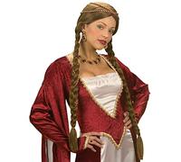 Widmann Q0877 - Perruque Dame Renaissance, longues tresses brunes, cheveux artificiels, coiffure tressée