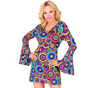 W WIDMANN MILANO Party Fashion - Robe des années 70 pour femmes, motif circulaire, manches trompettes, costume pour carnaval, festival, soirée à thème