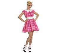 W WIDMANN MILANO Party Fashion, Robe rétro rose à pois blancs, confort optimal, coupe fluide, disponible en S, M, L, accessoire idéal pour les années 50, style chic et décontracté