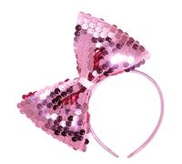WIDMANN 9319F - Bandeau pailleté avec nœud, Femme Adulte, années 50, Enterrement de Vie de Jeune Fille, Ballerine, Disco, Nuit Rose, Carnaval, Couleur Rose