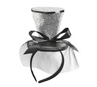 W WIDMANN MILANO Party Fashion - Serre-tête Mini Cylindre Glitter, avec noeud et voile, Chapeau, Accessoire, Carnaval