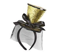 W WIDMANN MILANO Party Fashion - Serre-tête Mini Cylindre Glitter, avec noeud et voile, Chapeau, Accessoire, Carnaval
