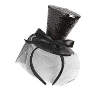 W WIDMANN MILANO Party Fashion - Serre-tête Mini Cylindre Glitter, avec noeud et voile, Chapeau, Accessoire, Carnaval