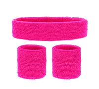 Set bandeau et bracelets rose fluo - WIDMANN - années 80 - aérobic