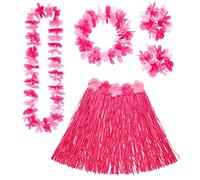 W WIDMANN MILANO Party Fashion - Set de déguisement Hawaï, jupe en raphia, collier de fleurs, bandeau et bracelets de fleurs, fête d'été, fête de plage, carnaval