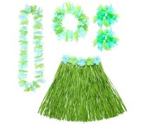 W WIDMANN MILANO Party Fashion - Set de déguisement Hawaï, jupe en raphia, collier de fleurs, bandeau et bracelets de fleurs, fête d'été, fête de plage, carnaval