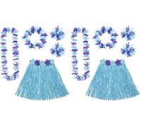 W WIDMANN MILANO Party Fashion - Set de déguisement Hawaï, jupe en raphia, collier de fleurs, bandeau et bracelets de fleurs, fête d'été, fête de plage, carnaval (Lot de 2)