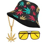 W WIDMANN MILANO Party Fashion - Set de mode hip-hop des années 90, chapeau de pêcheur, lunettes, chaîne, anneau, accessoire pour costumes de carnaval