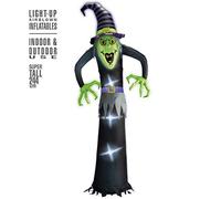 W WIDMANN MILANO Party Fashion - Sorcière gonflable à LED 244 cm | Sorcière auto-gonflable avec éclairage LED et soufflerie - Décoration d'Halloween pour l'intérieur et l'extérieur