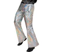 W WIDMANN MILANO Party Fashion - Style disco des années 70, pantalon holographique, fièvre du disco, carnaval