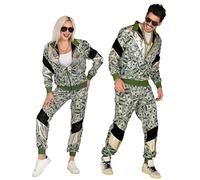 W WIDMANN MILANO Party Fashion - Survêtement déguisement, billets de banque, euros, dollars, casino, tenue des années 80, survêtement de jogging pour carnaval et fête