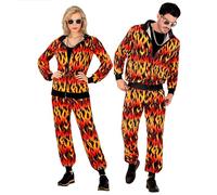 W WIDMANN MILANO Party Fashion - Costume survêtement en flammes, costume de feu, enfer, tenue des années 80, survêtement, tenue de mauvais goût, Halloween