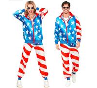 W WIDMANN MILANO Party Fashion - Costume survêtement, USA, Stars and Stripes, tenue des années 80, jogging, drapeau de l'Amérique, costume de carnaval