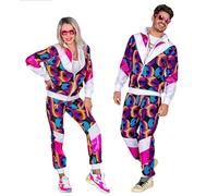 Widmann – Costume de survêtement disco néon – Années 80 – Blanc – Polyester – XXL