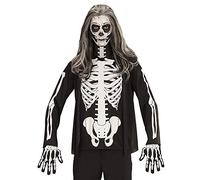 W WIDMANN MILANO Party Fashion - T-shirt de costume squelette, haut, ossature, faucheuse, Halloween
