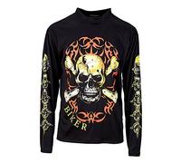 W WIDMANN MILANO Party Fashion - T-shirt de motard avec tête de mort et os, rockers, Halloween, carnaval