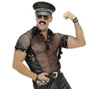 W WIDMANN MILANO Party Fashion - T-shirt rocker, similicuir, t-shirt en maille, motard, gang de motards
