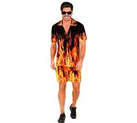 W WIDMANN MILANO Party Fashion - Tenue hawaïenne, chemise et short à manches courtes, fleurs, aloha, fête sur la plage, déguisement