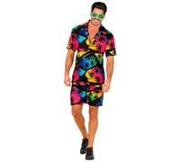 Widmann Milano – Tenue hawaïenne chemise et short Party Fashion, fleurs, manches courtes S/M