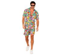 W WIDMANN MILANO Party Fashion - Tenue hawaïenne, chemise et short à manches courtes, fleurs, aloha, fête sur la plage, déguisement