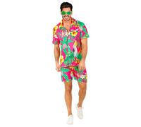 W WIDMANN MILANO Party Fashion - Tenue hawaïenne, chemise et short à manches courtes, fleurs, aloha, fête sur la plage, déguisement