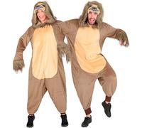 W WIDMANN MILANO Party Fashion - Combinaison paresseux pour adulte, combinaison en peluche marron avec capuche, costume animalier pour carnaval