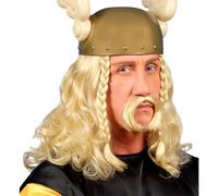 W WIDMANN MILANO Party Fashion V6263 - Perruque Gaulois avec moustache, blonde, Viking, Gaulois, Fête à thème, Carnaval