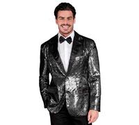 Widmann Party Fashion Jacket (Black Sequin Jacket With Satin Collar And Pockets)