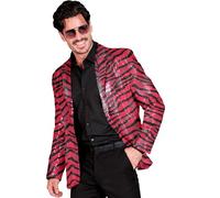 W WIDMANN MILANO Party Fashion - Veste Party Fashion avec paillettes pour hommes, rayures zébrées, rose, Disco Fever, Schlagermove