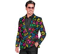 Widmann - Veste fantôme Homme, Noir avec fantômes Fluo, s'illumine sous la lumière UV, déguisement Halloween