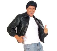 W WIDMANN MILANO Party Fashion - Veste T-Bird, veste de motard, rocker, veste en similicuir noir, mode années 50, rock'n'roll