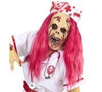 W WIDMANN MILANO Party Fashion ZOMBIE NURSE HALF FACE MASK WITH WIG & HEADPIECE -