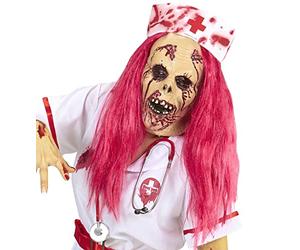 W WIDMANN MILANO Party Fashion ZOMBIE NURSE HALF FACE MASK WITH WIG & HEADPIECE -