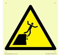 W052 Panneau d'avertissement : Unstable Cliff Edge - 100 x 100 mm - S10