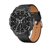 W10 Pro Montre intelligente AMOLED 3,6 cm avec boussole de positionnement GPS, traqueur de fitness en plein air, appel BT et voix AI (cuir noir)
