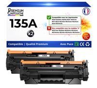 W1350A 135A 2 toners compatibles pour HP LaserJet M207dw M209dw MFP M234dw M235dw Noir avec puce 2 x 1100 pages