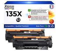 W1350X 135X 2 toners compatibles pour HP LaserJet M207dw M209dw MFP M234dw M234sdw Noir avec puce 2 x 2400 pages