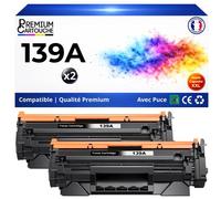 W1390A 139A toner compatible pour HP LaserJet Pro 3001dn 3001dw 3002dn Noir avec puce 2 x 1500 pages